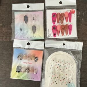 Nail Art Set - Pink, Black, Gray